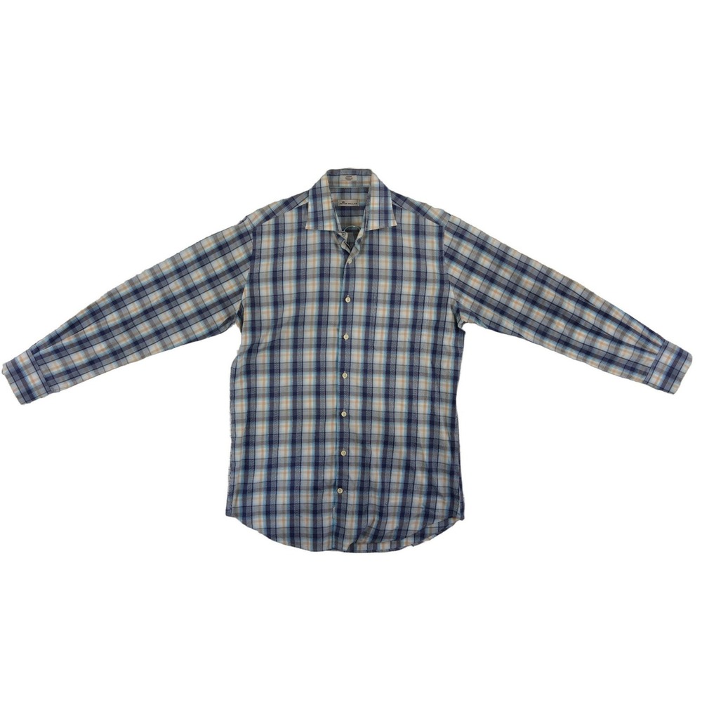 Peter Millar Button Down Shirt Men's Size Medium Blue Plaid 100% Cotton